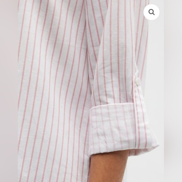 NWT! Harshman,  Willow Shirt Dress, White/Rose Pink Stripes, Medium -MSRP $244 - Picture 5 of 13